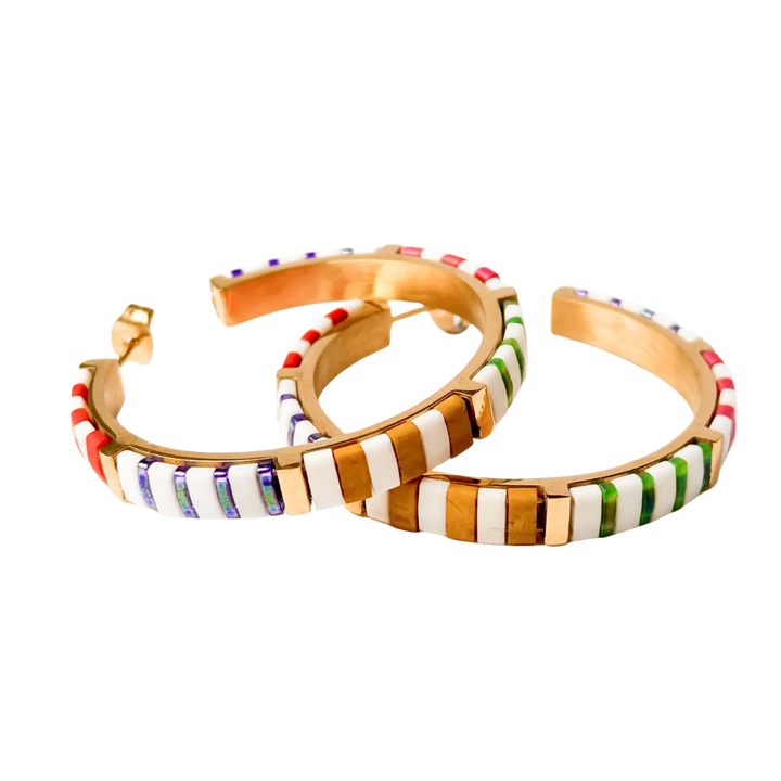 Big Bold Tila Bead Hoop Earrings