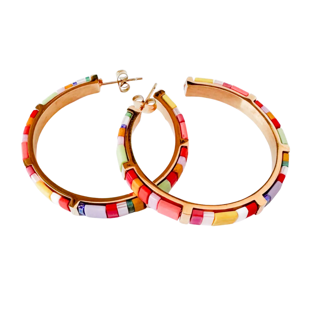 Big Bold Tila Bead Hoop Earrings