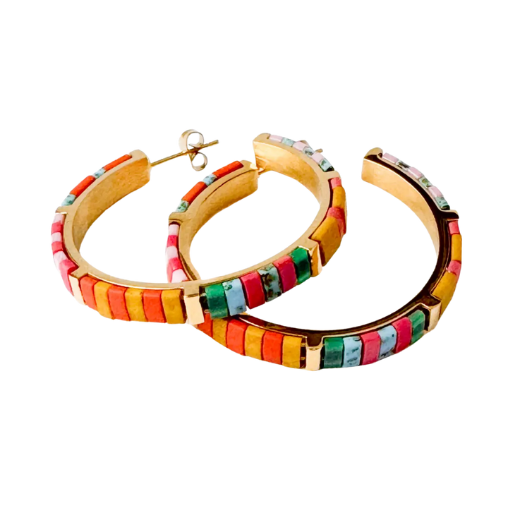 Big Bold Tila Bead Hoop Earrings