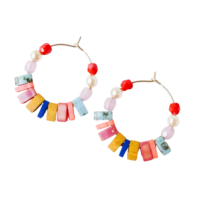 Small Boho Gold Filled Hoops with Miyuki Tila Beads