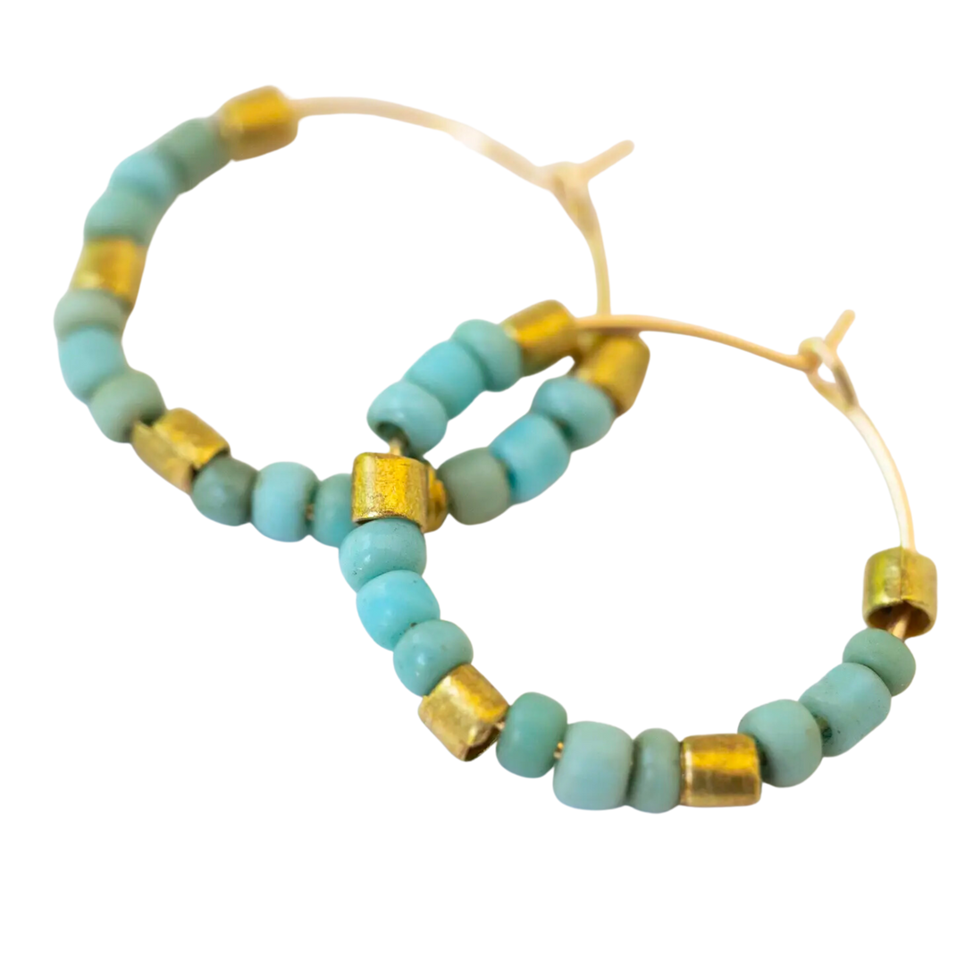 Small Beaded Gold-Filled Hoops