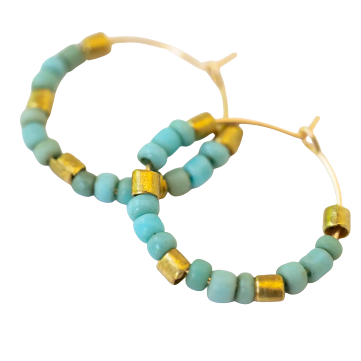 Small Beaded Gold-Filled Hoops