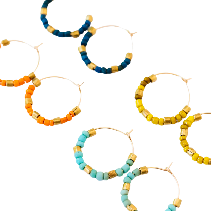 Small Beaded Gold-Filled Hoops