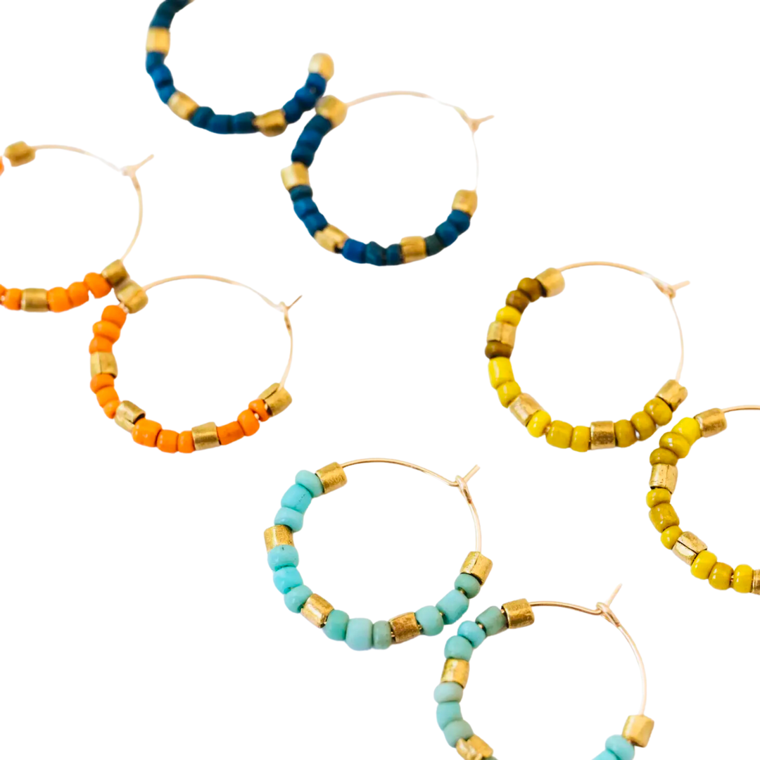 Small Beaded Gold-Filled Hoops