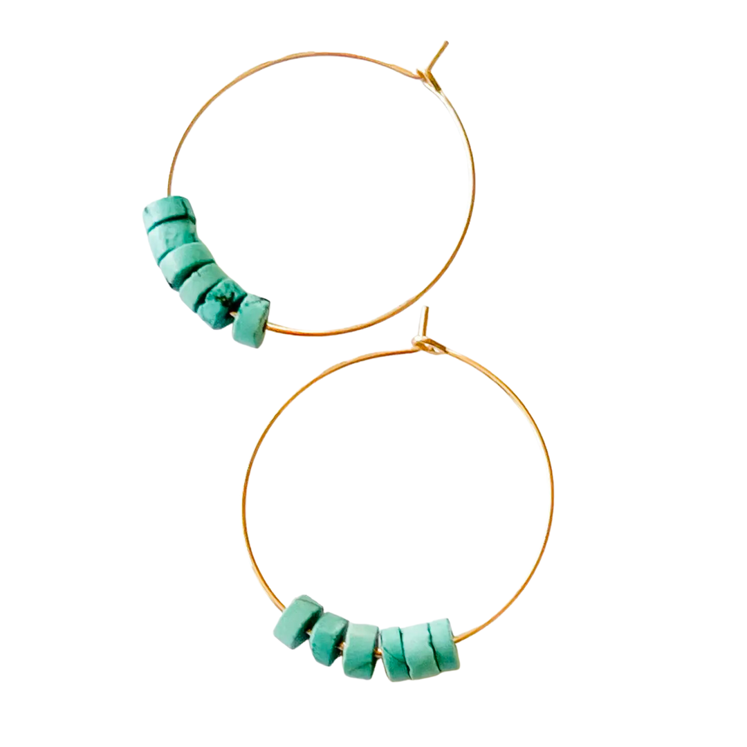 Gold Filled Hoops with Turquoise Beads