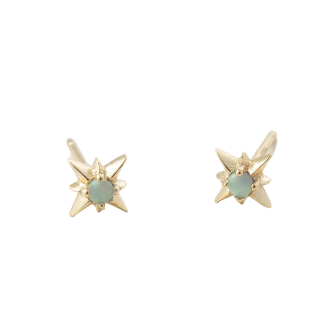 Zelda Opal Star Studs- Gold and Sterling