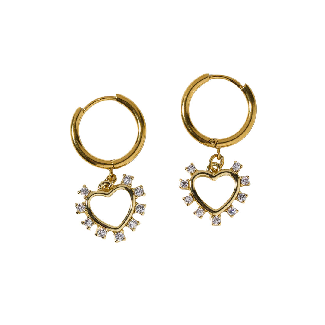 Elizabeth Crystal Heart Huggies