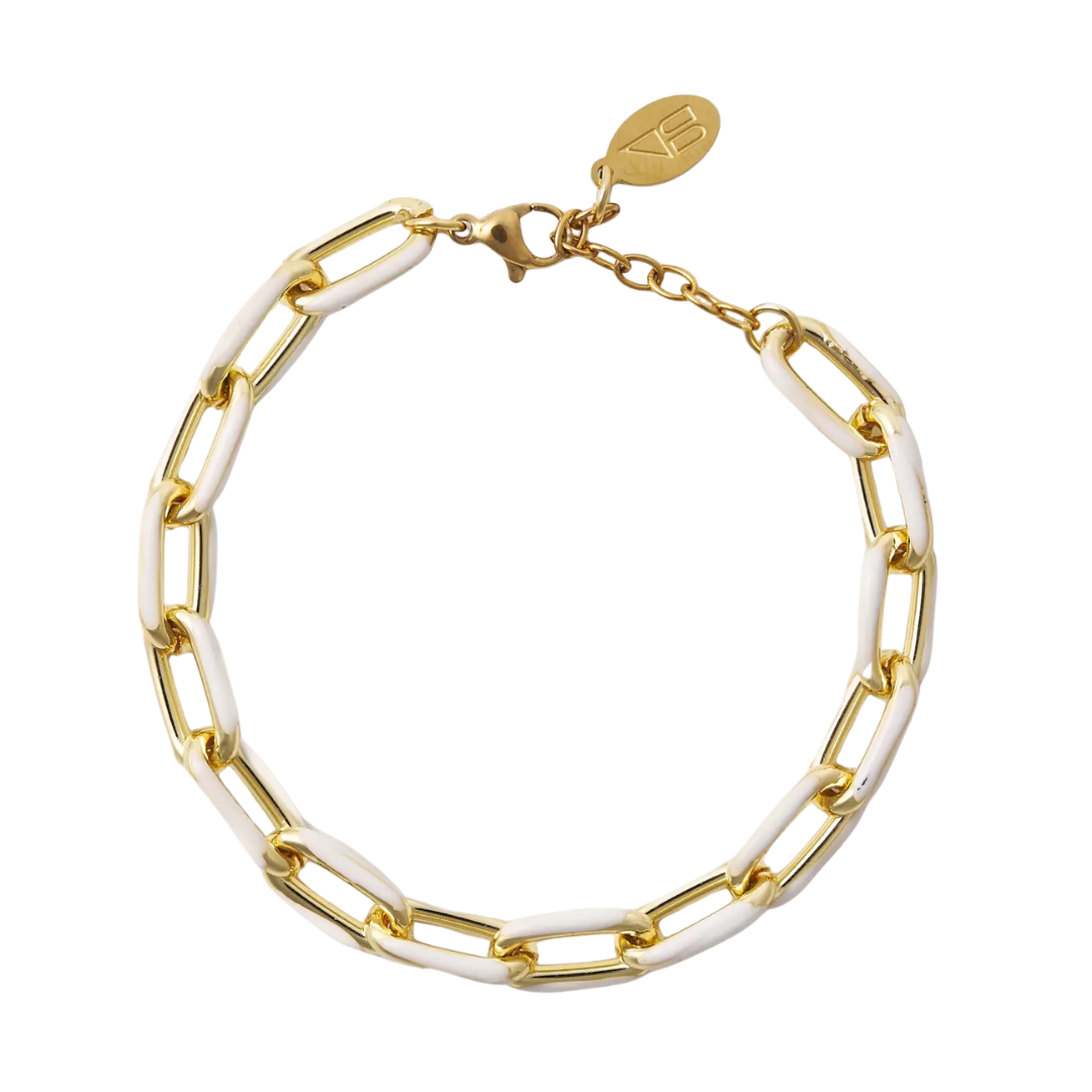 Paula White Acrylic Chain Bracelet