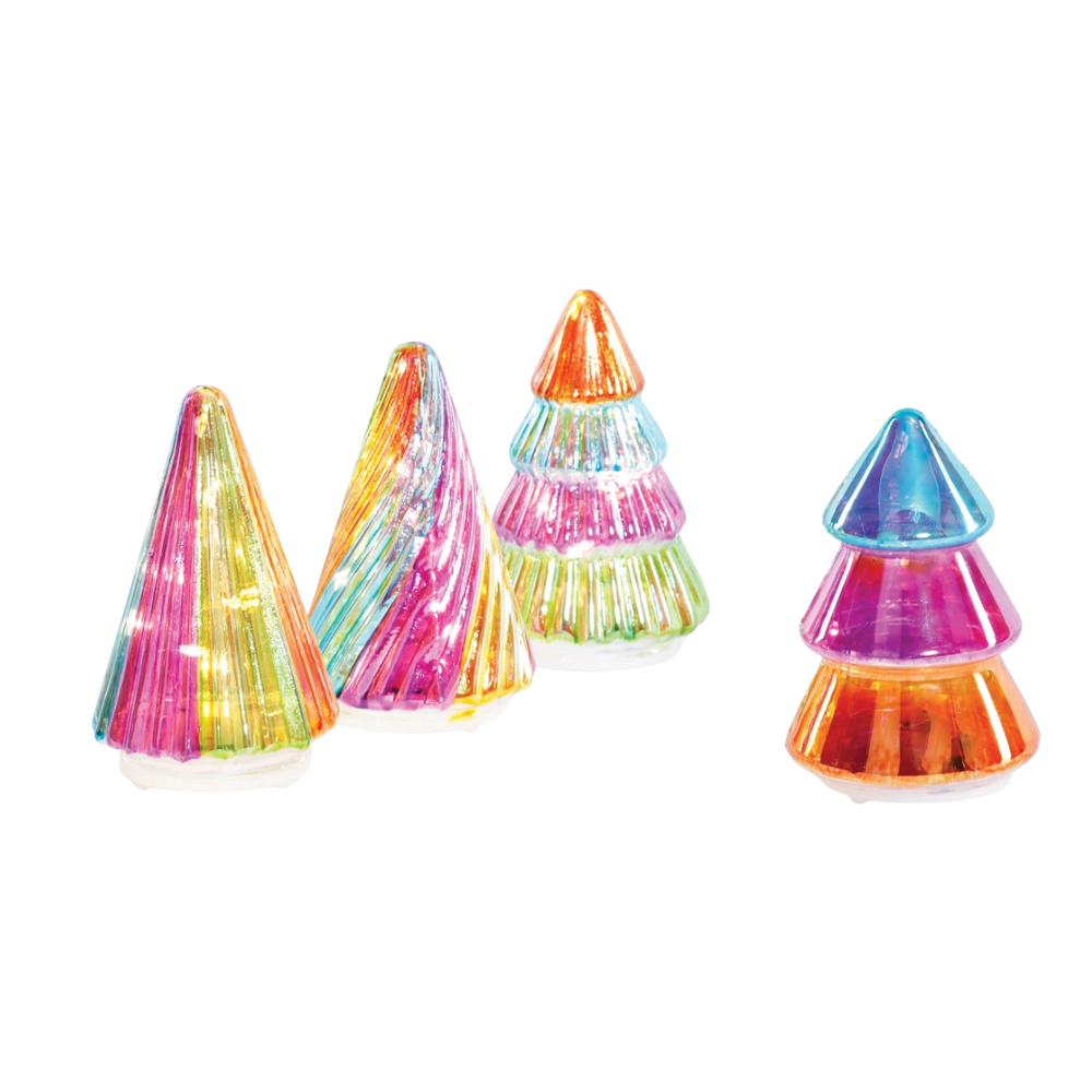 Lit Rainbow Glitter Glass Christmas Tree (Assorted)