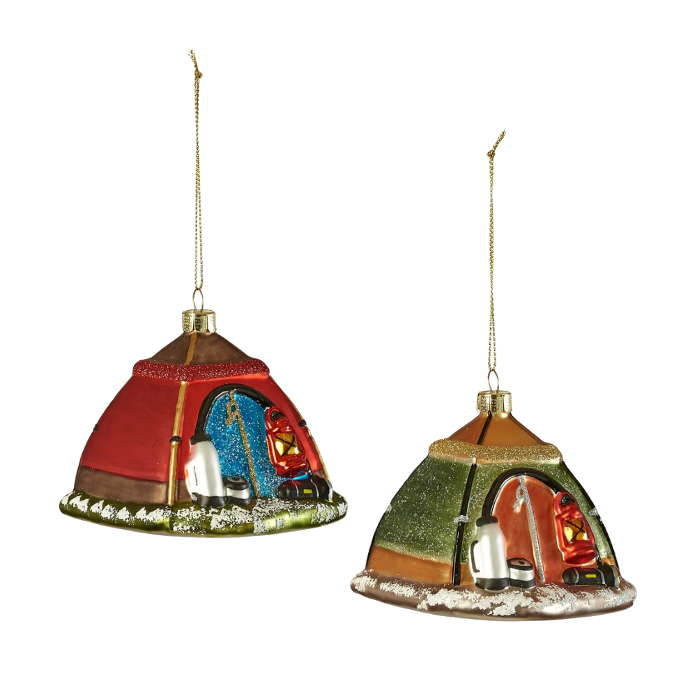 Glass Camping Tent Ornament