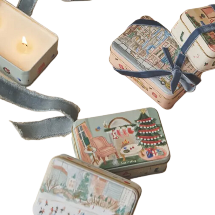 Holiday Illustrated 5 oz Candle Tin