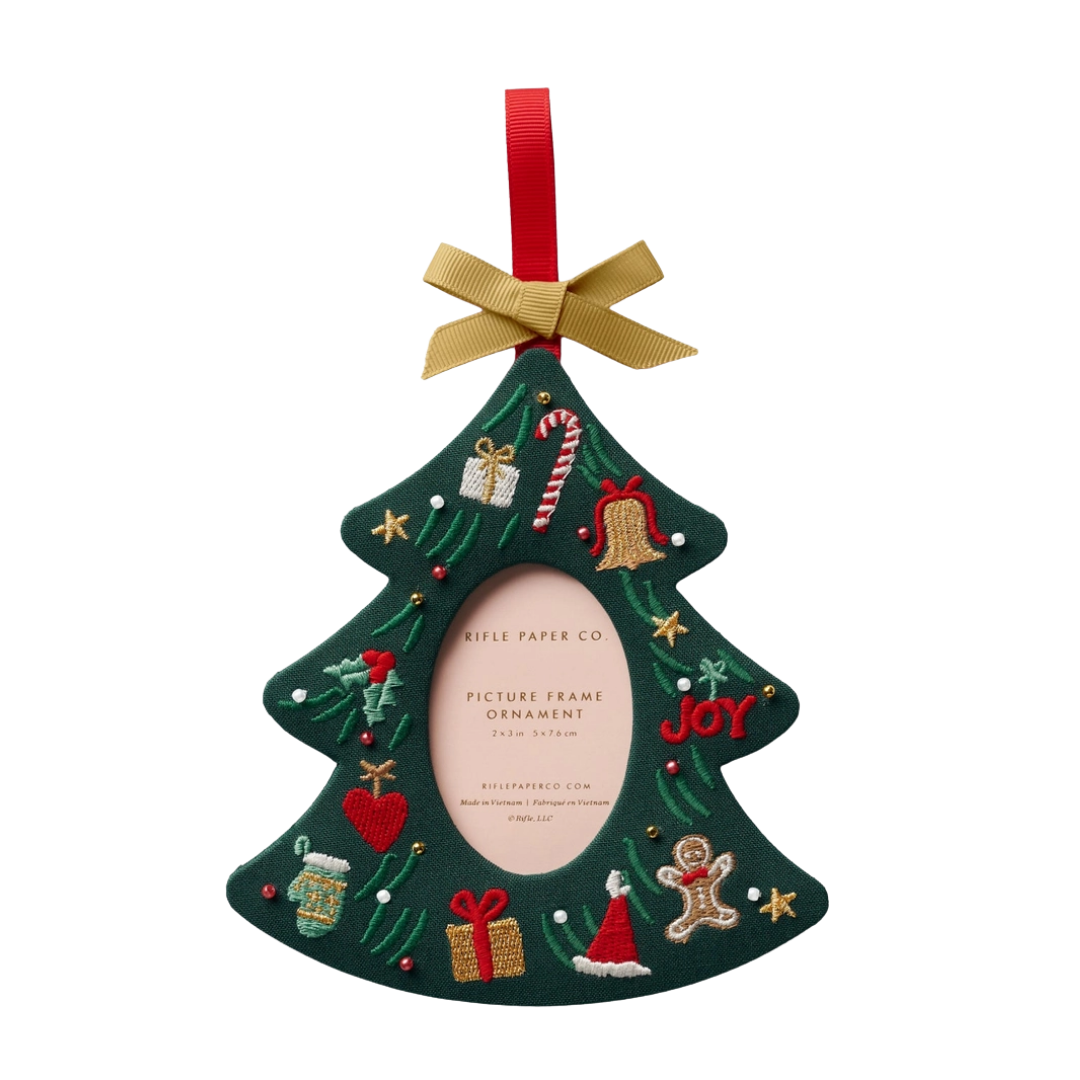Christmas Tree Embroidered Frame Ornament