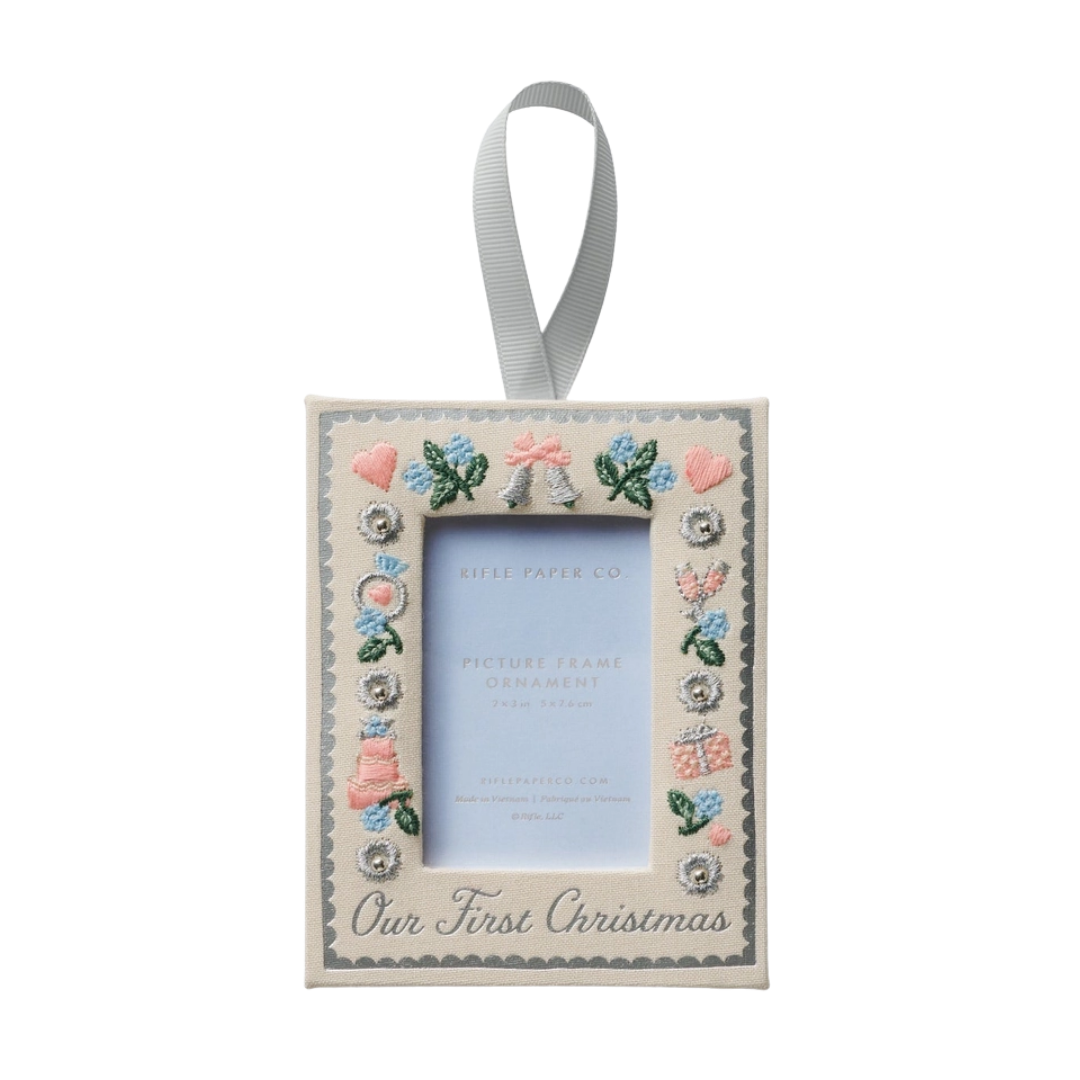 Our First Christmas Embroidered Frame Ornament