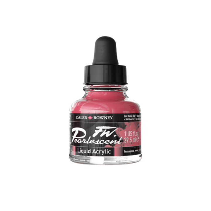 FW Pearlescent Liquid Acrylic Ink 1oz - Hot Mama Red