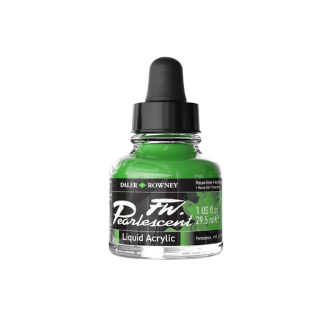FW Pearlescent Liquid Acrylic Ink 1oz - Macaw Green