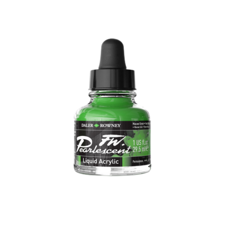 FW Pearlescent Liquid Acrylic Ink 1oz - Macaw Green
