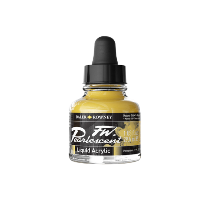 FW Pearlescent Liquid Acrylic Ink 1oz - Mazuma Gold