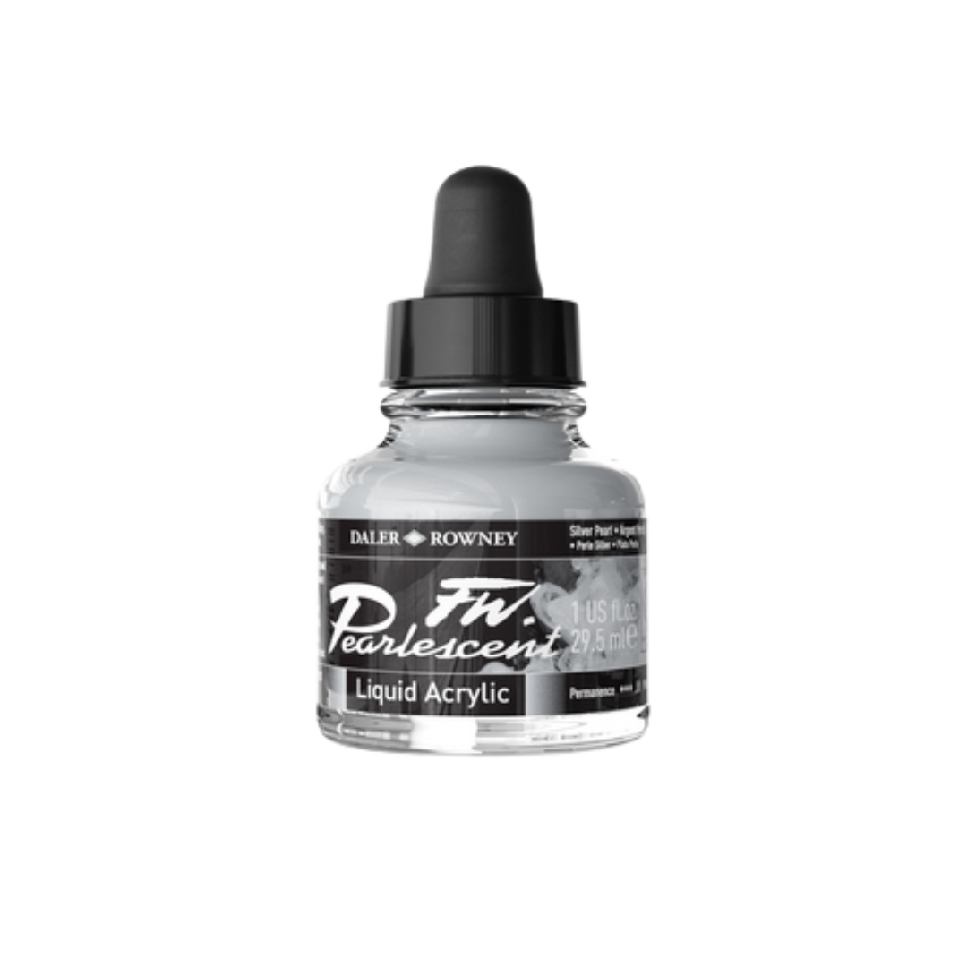 FW Pearlescent Liquid Acrylic Ink 1oz - Silver Pearl