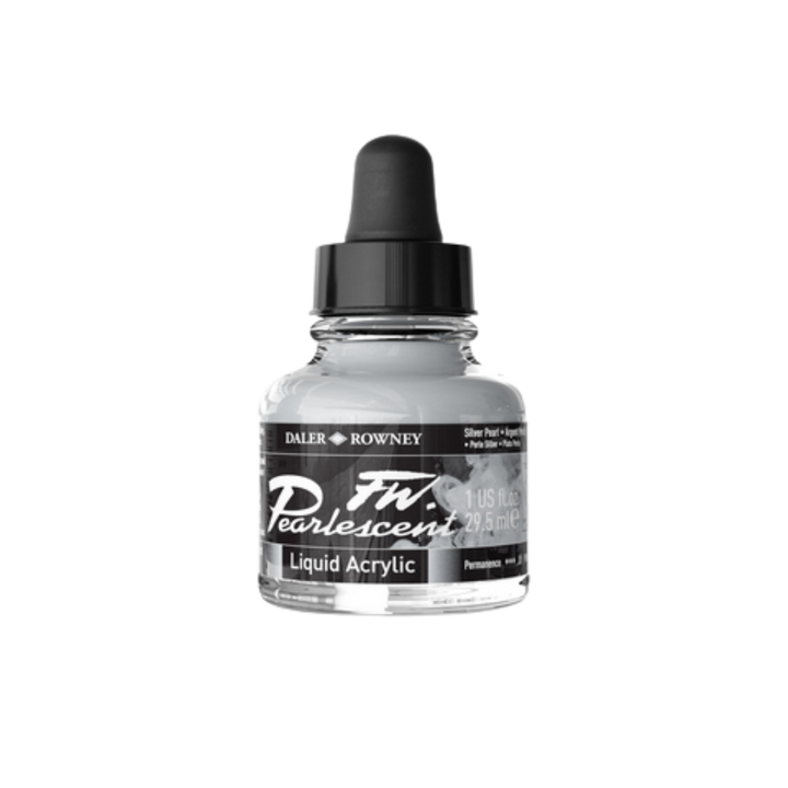 FW Pearlescent Liquid Acrylic Ink 1oz - Silver Pearl