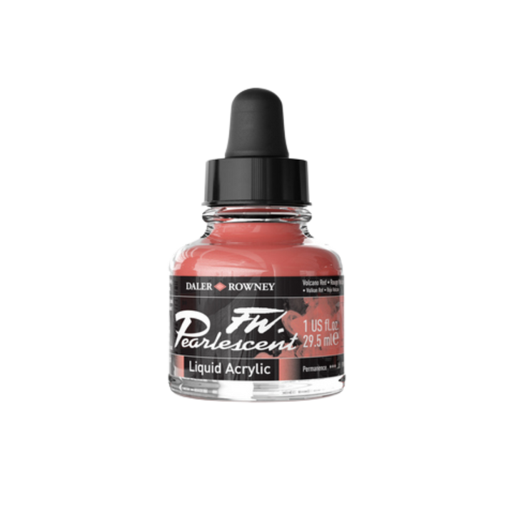 FW Pearlescent Liquid Acrylic Ink 1oz - Volcano Red