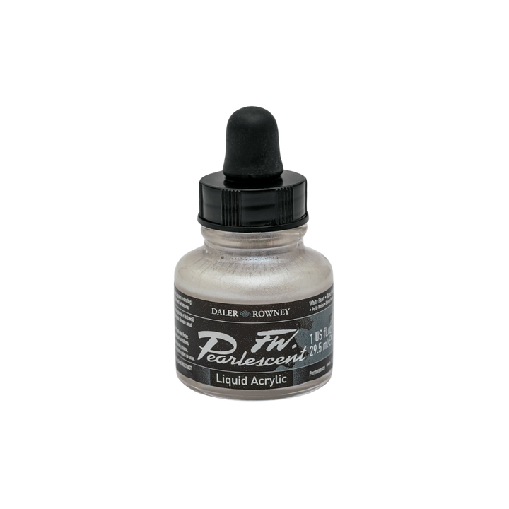 FW Pearlescent Liquid Acrylic Ink 1oz - White Pearl