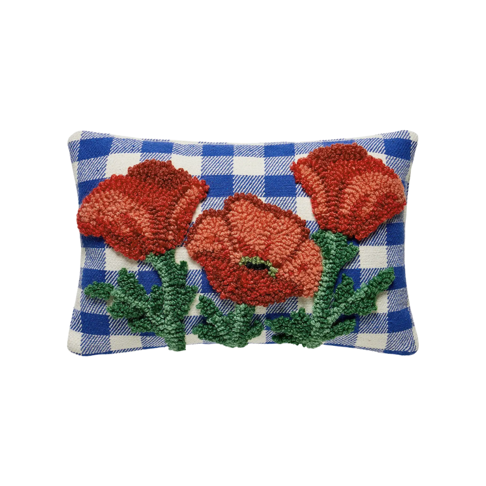 Poppies Tufted Poly Hook Pillow