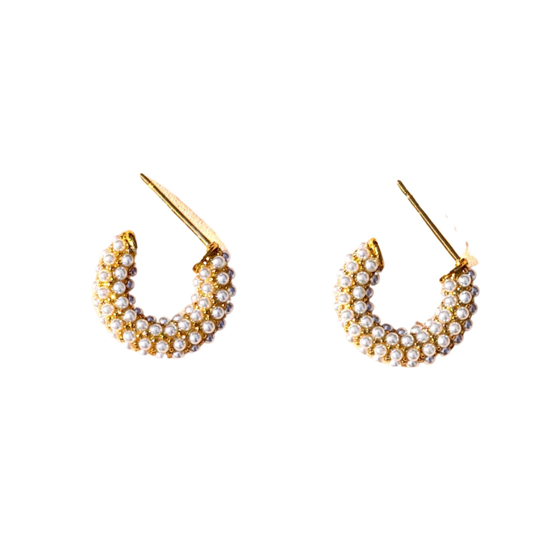 Pearl Mini Dot Hoops