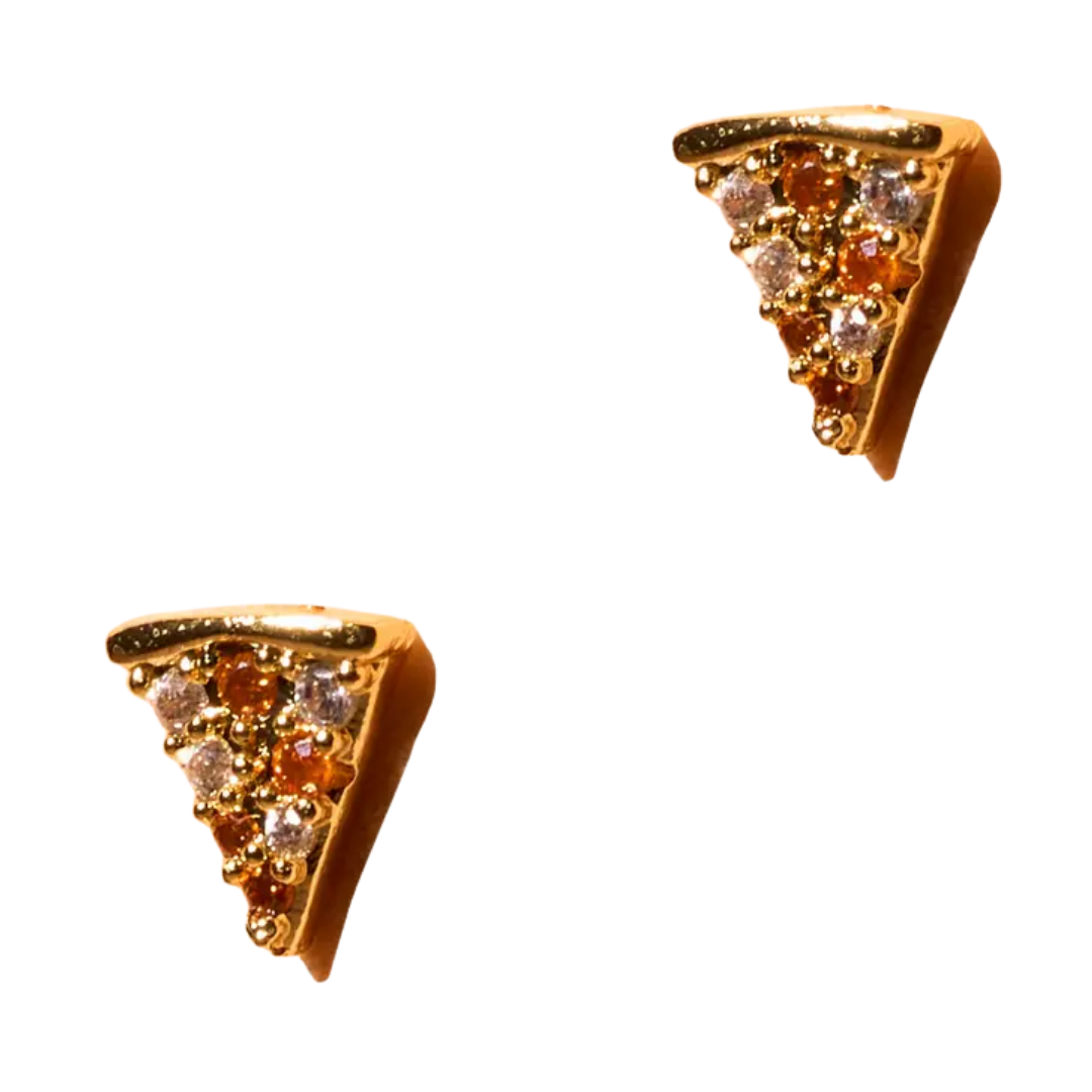 Shimmer Pizza Studs - 18K Gold Plated