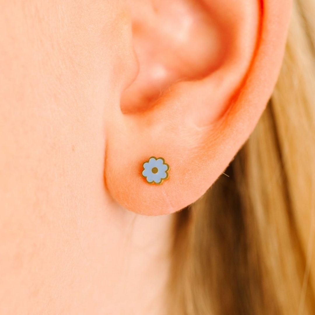 Tiny Blue Flower Earrings