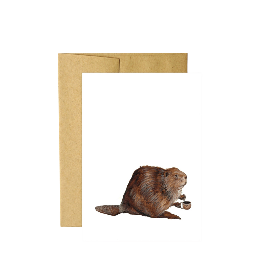 Critters and Cups: Beaver - Greeting Card
