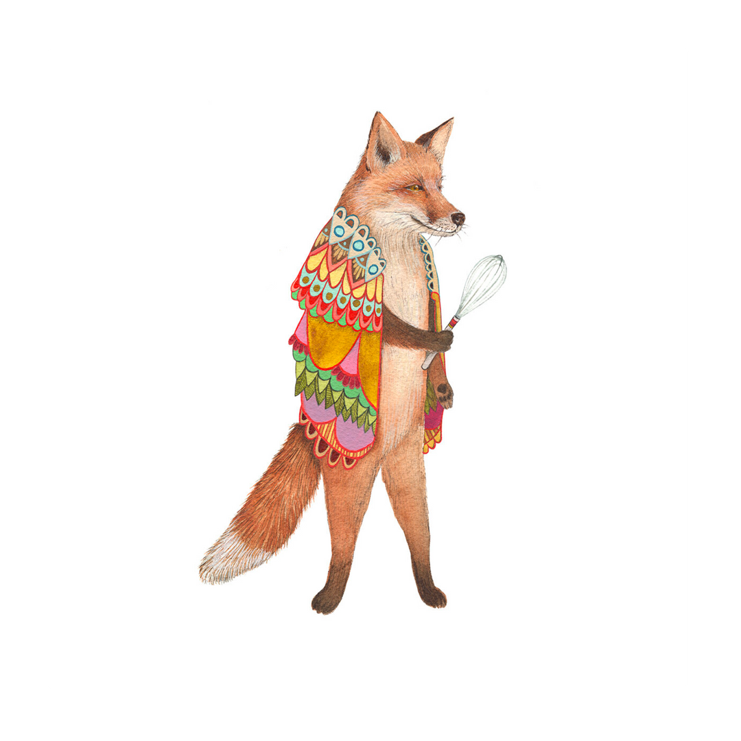 Woodland Kitchen: Frank the Whisking Fox - Art Print