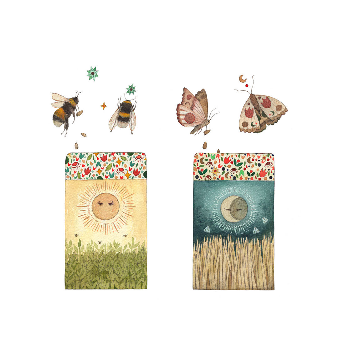 Woodland Garden: The Seed Folk // The Moths and Bees - Art Print