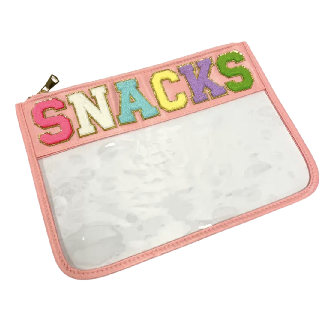 Snacks Clear Nylon Pouch Chenille Letters