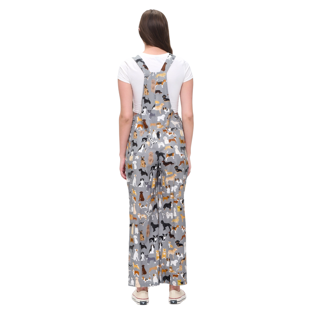 Colorful Different Breed Dogs Print Overalls