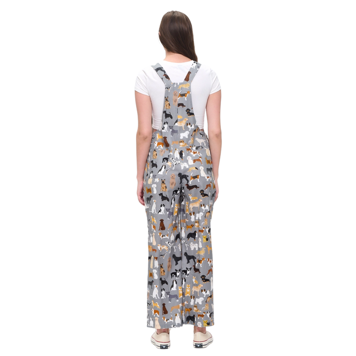 Colorful Different Breed Dogs Print Overalls