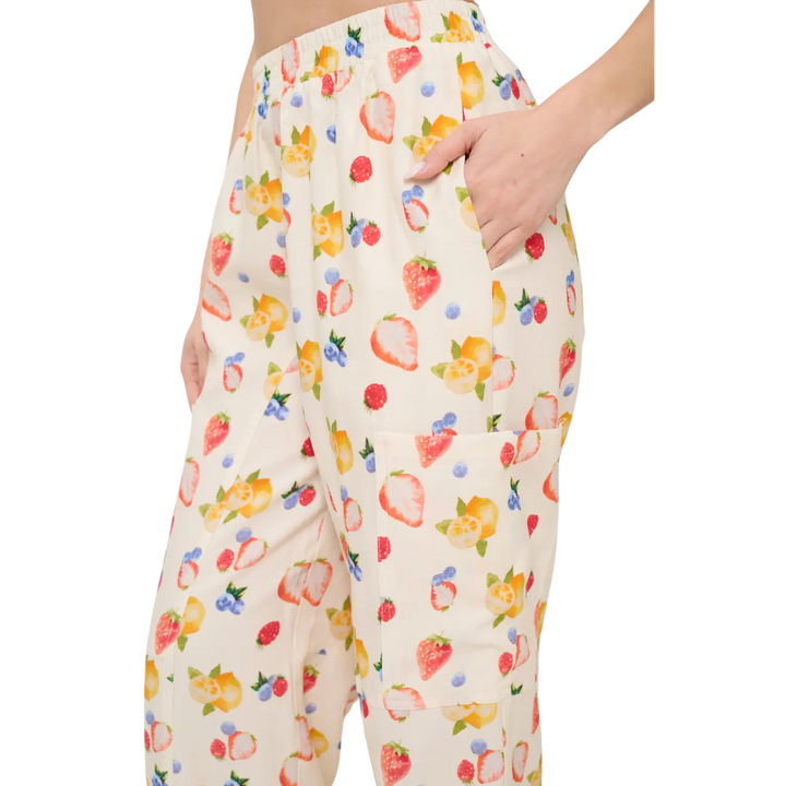 Citrus & Berries Print Cargo Pants