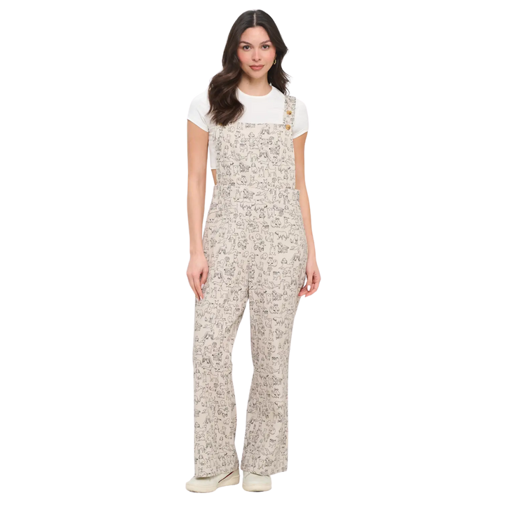 Different Breed Dogs Print Overalls