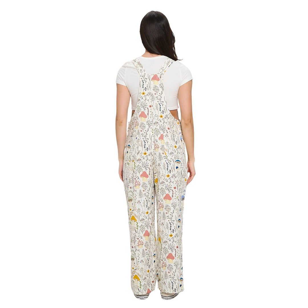 Mushroom Meadow Print Overalls