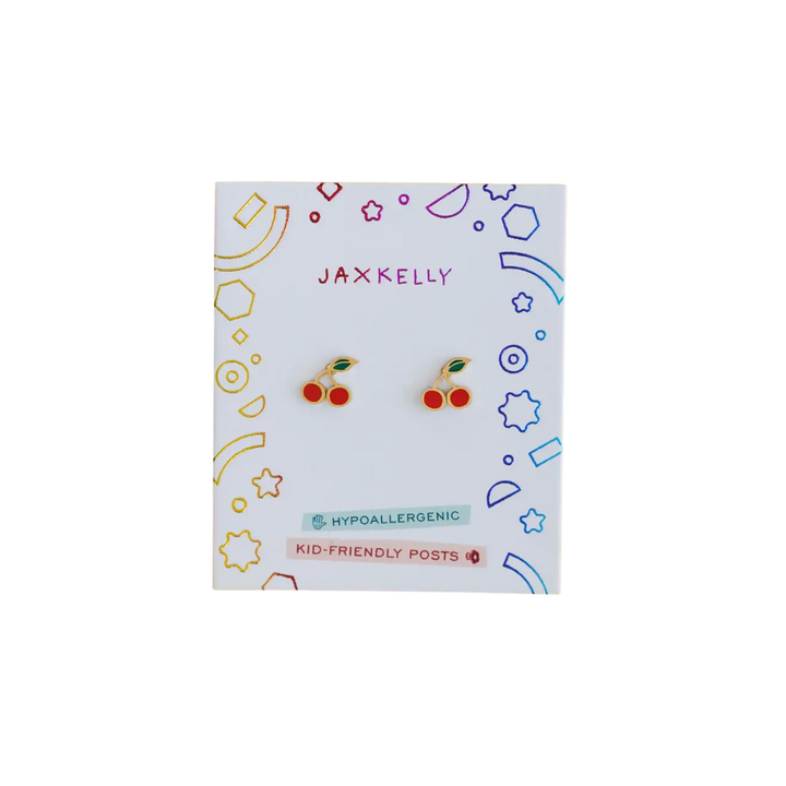 Cherry Enamel Flat Back Kids Earrings