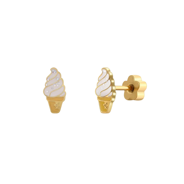 Ice Cream Enamel Flat Back Kids Earrings