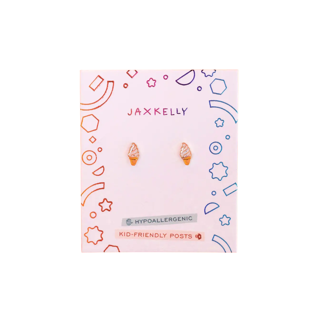Ice Cream Enamel Flat Back Kids Earrings