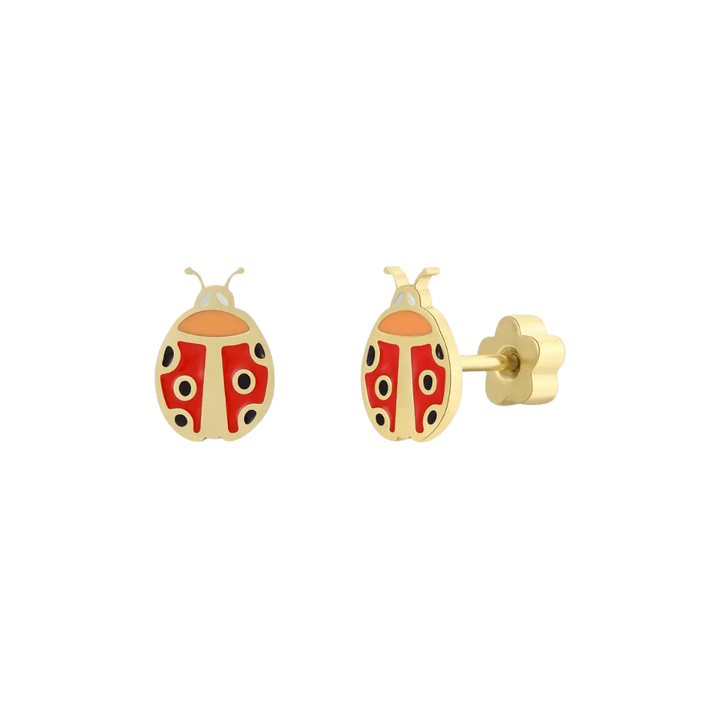 Ladybug Enamel Flat Back Kids Earrings