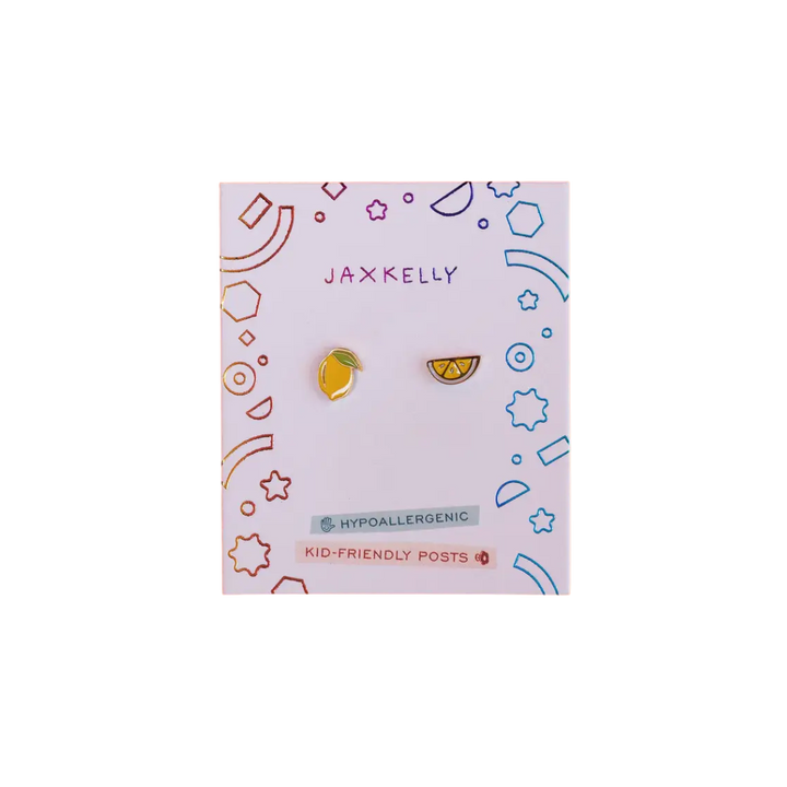 Lemon Enamel Flat Back Kids Earrings