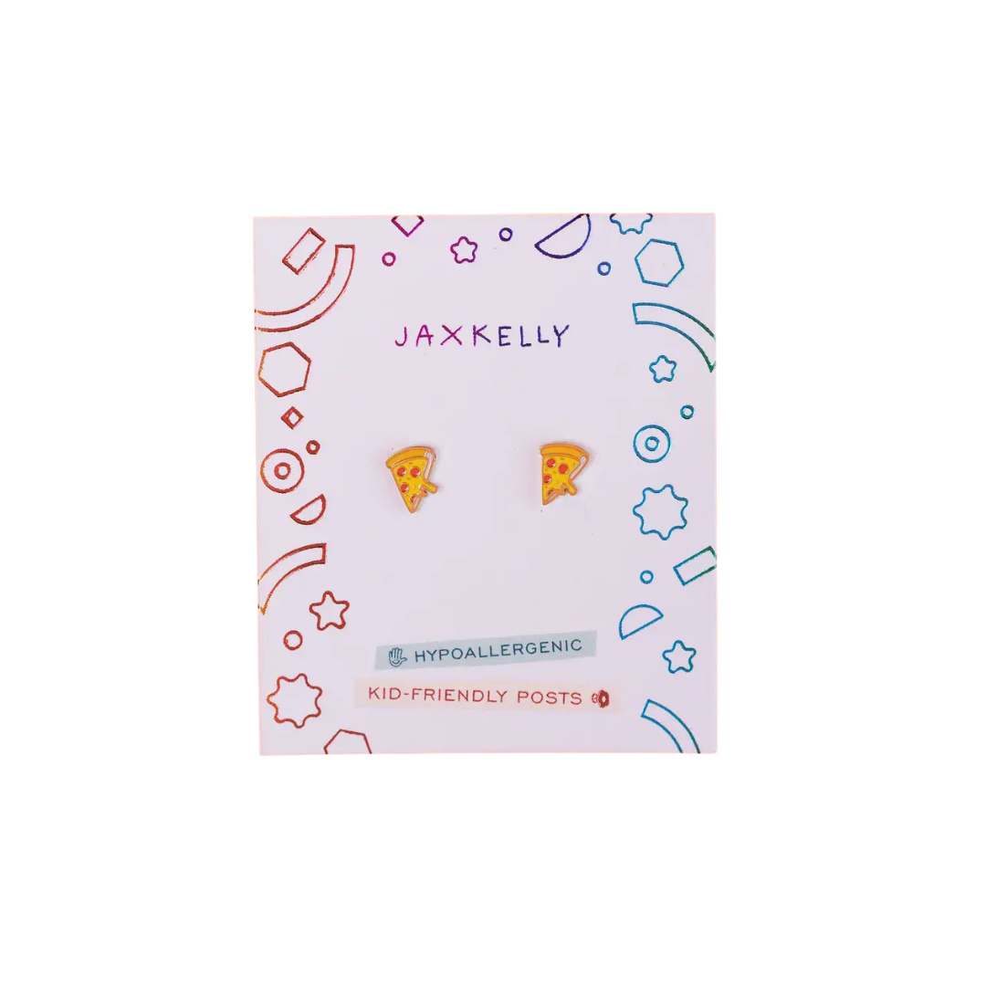 Pizza Enamel Flat Back Kids Earrings
