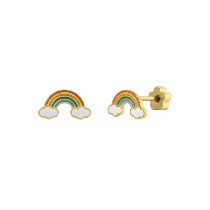 Rainbow Enamel Flat Back Kids Earrings