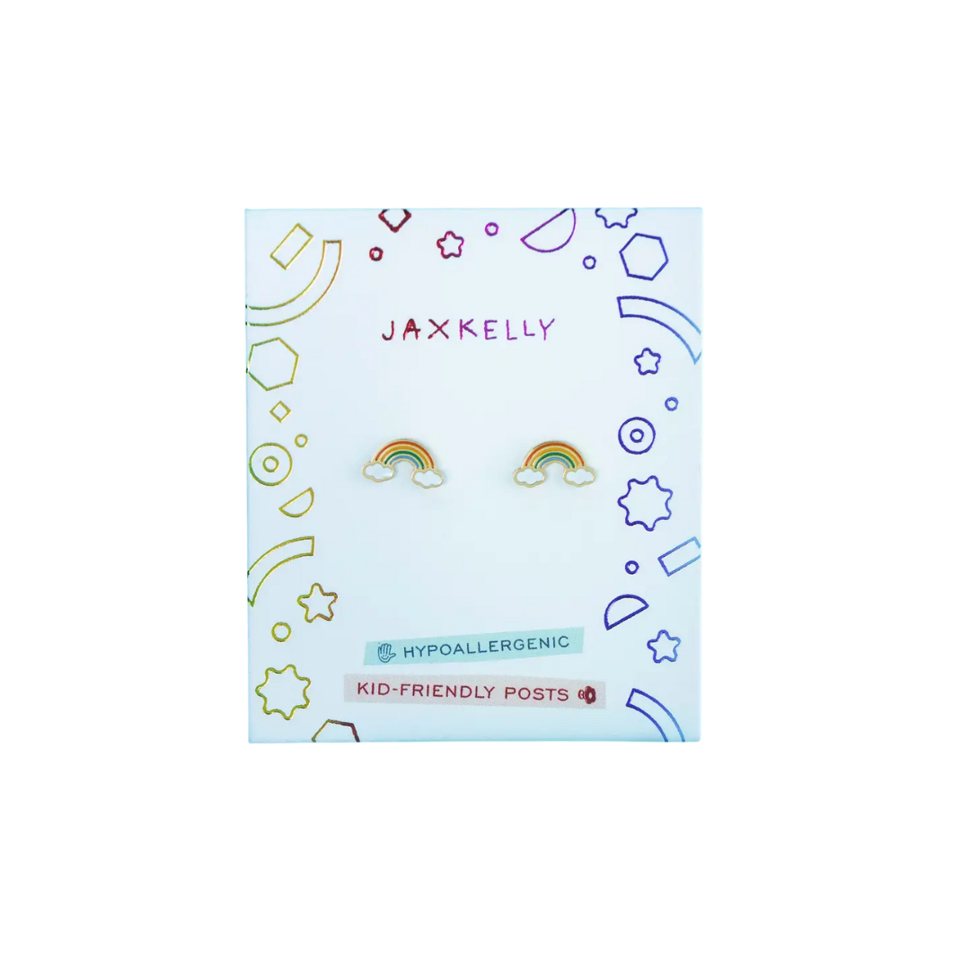 Rainbow Enamel Flat Back Kids Earrings