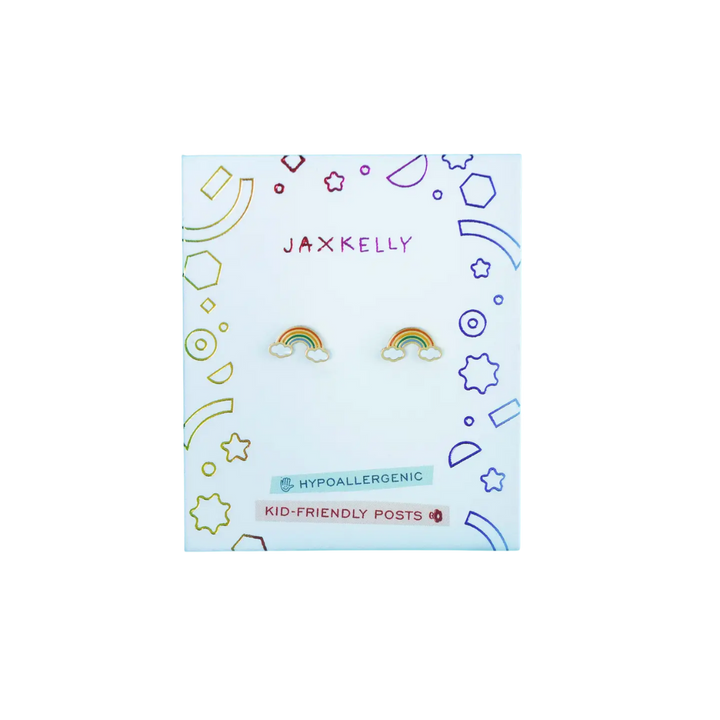 Rainbow Enamel Flat Back Kids Earrings