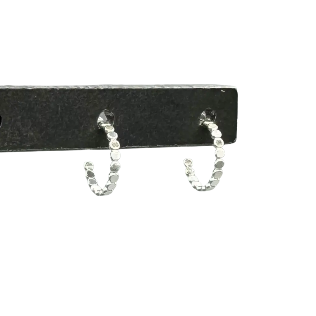 Silver Dainty Dot Post Hoops