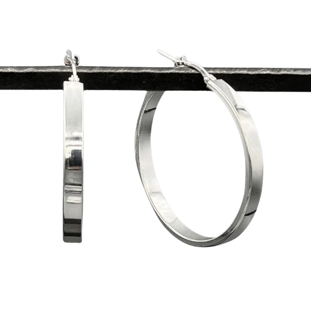 Silver Flat 32mm French Lock Hoops