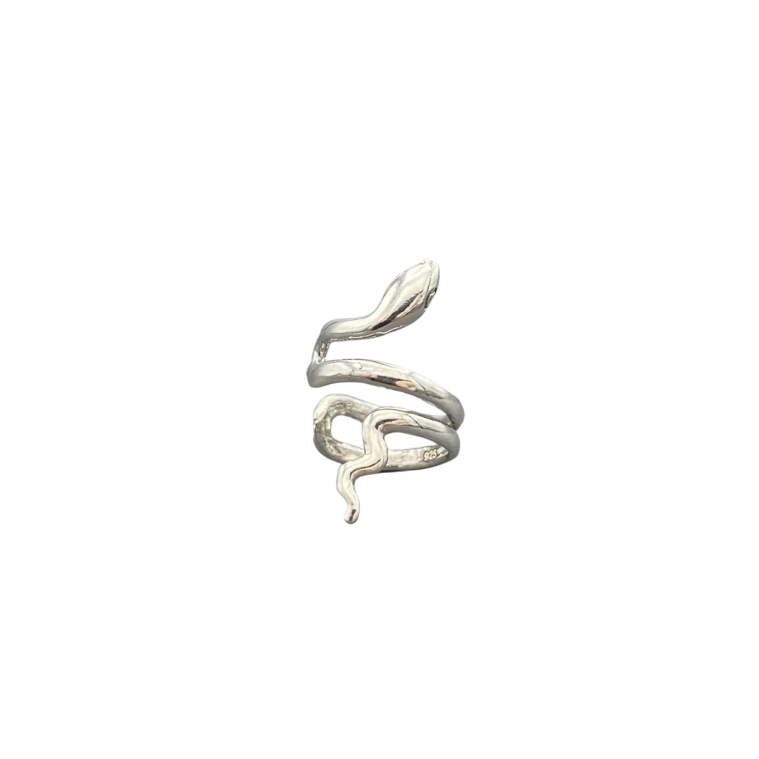 Silver Slithering Snake Ear Cuff